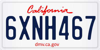 CA license plate 6XNH467