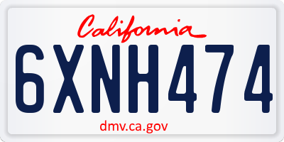 CA license plate 6XNH474