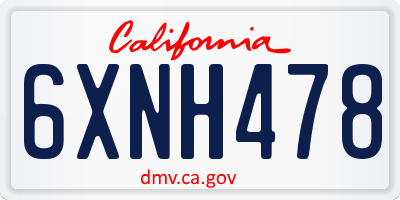 CA license plate 6XNH478