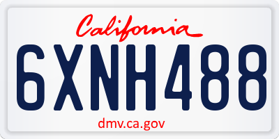 CA license plate 6XNH488