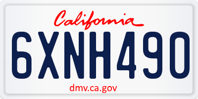 CA license plate 6XNH490