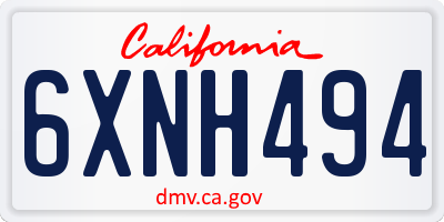 CA license plate 6XNH494