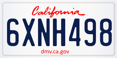 CA license plate 6XNH498