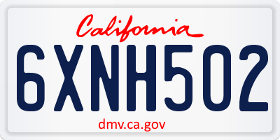 CA license plate 6XNH502