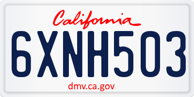 CA license plate 6XNH503