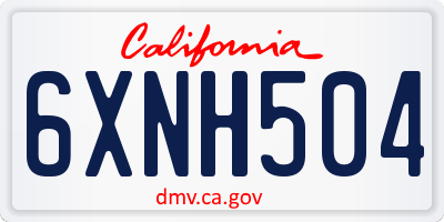 CA license plate 6XNH504