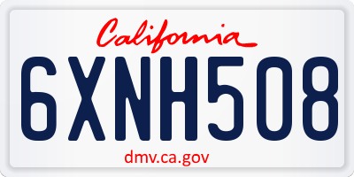 CA license plate 6XNH508