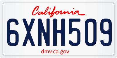 CA license plate 6XNH509