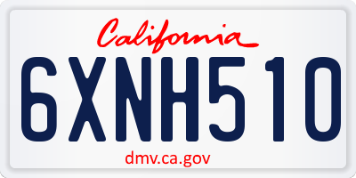 CA license plate 6XNH510