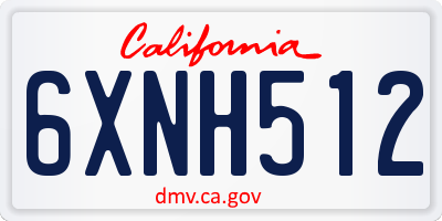 CA license plate 6XNH512