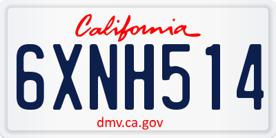 CA license plate 6XNH514