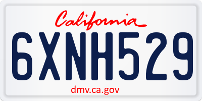 CA license plate 6XNH529