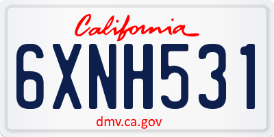CA license plate 6XNH531