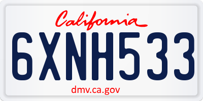 CA license plate 6XNH533
