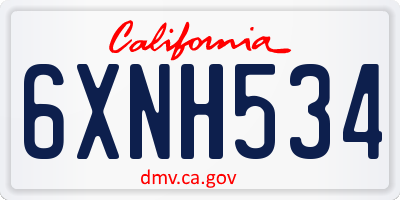 CA license plate 6XNH534
