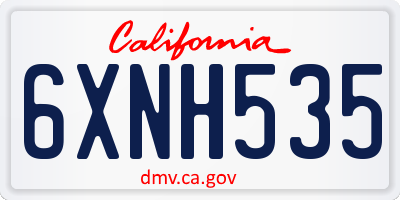 CA license plate 6XNH535
