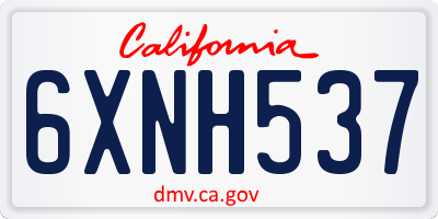 CA license plate 6XNH537