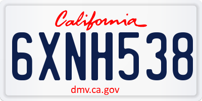 CA license plate 6XNH538