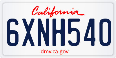 CA license plate 6XNH540