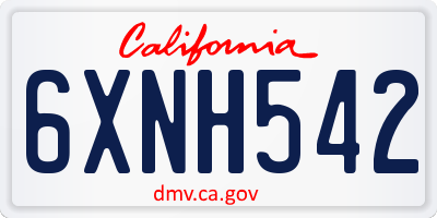 CA license plate 6XNH542