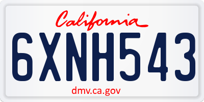 CA license plate 6XNH543