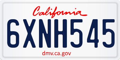 CA license plate 6XNH545
