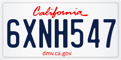 CA license plate 6XNH547