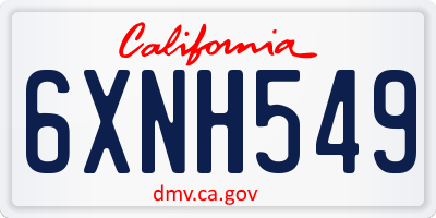 CA license plate 6XNH549