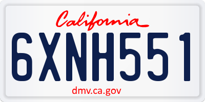 CA license plate 6XNH551