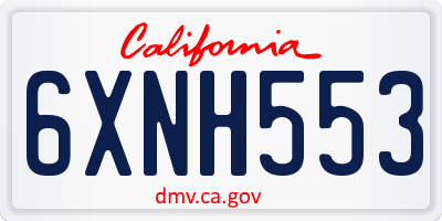 CA license plate 6XNH553