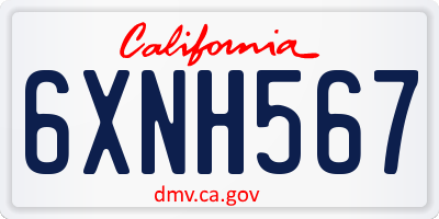 CA license plate 6XNH567