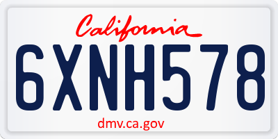 CA license plate 6XNH578