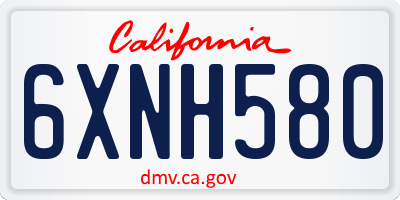 CA license plate 6XNH580