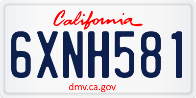 CA license plate 6XNH581