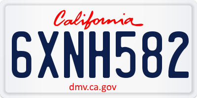CA license plate 6XNH582