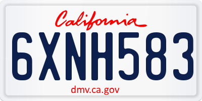 CA license plate 6XNH583