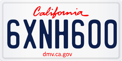CA license plate 6XNH600