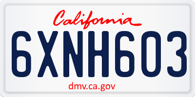 CA license plate 6XNH603