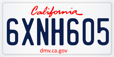 CA license plate 6XNH605