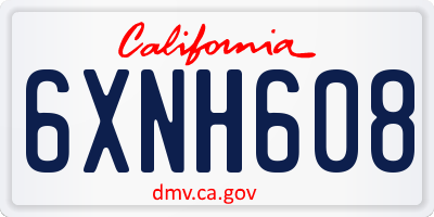 CA license plate 6XNH608