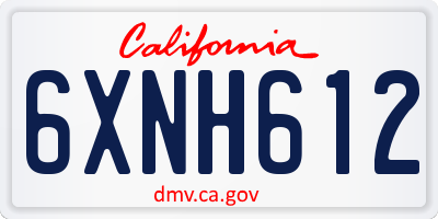 CA license plate 6XNH612