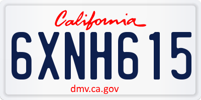 CA license plate 6XNH615