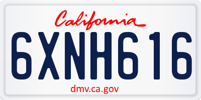 CA license plate 6XNH616