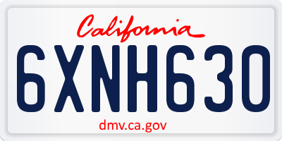 CA license plate 6XNH630