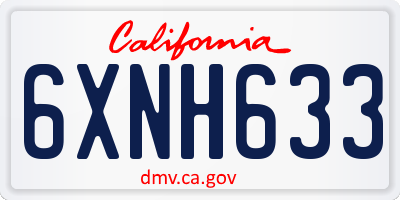 CA license plate 6XNH633