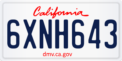 CA license plate 6XNH643
