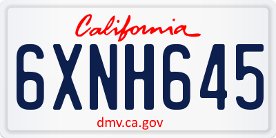 CA license plate 6XNH645
