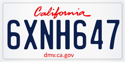 CA license plate 6XNH647