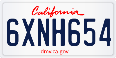 CA license plate 6XNH654