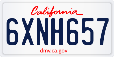 CA license plate 6XNH657